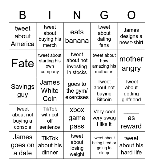 James White Twitter Bingo Card