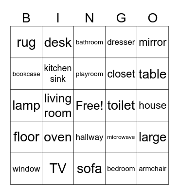 House Vocabulary list 1 Bingo Card