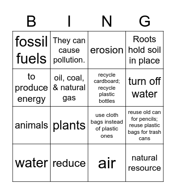 Science Test 7 Bingo Card