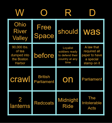 English & Social Studies BINGO! Bingo Card