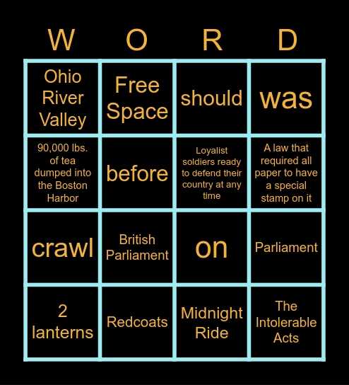 English & Social Studies BINGO! Bingo Card