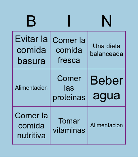 Comida! Bingo Card