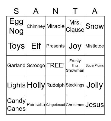 CHRISTMAS BINGO Card