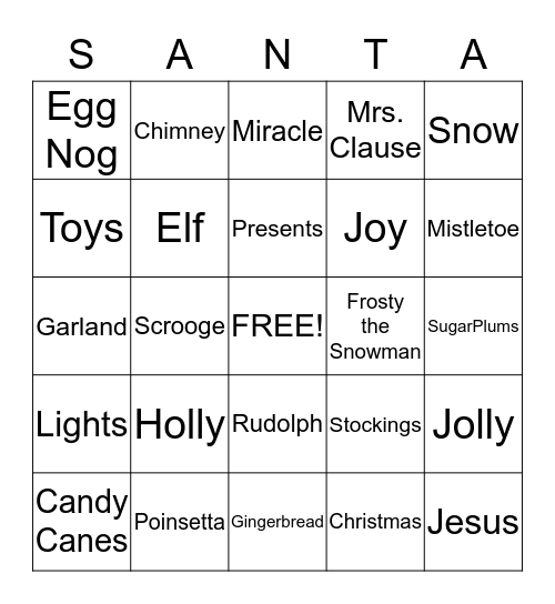 CHRISTMAS BINGO Card