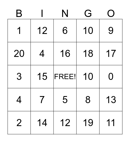 Valentine's Subtraction Bingo Card