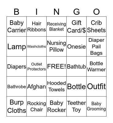 Baby Shower Bingo Card