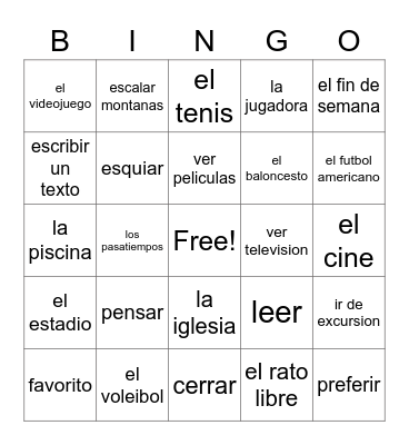 Los pasatiempos Bingo Card