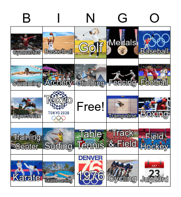 Olympics Bingo Card