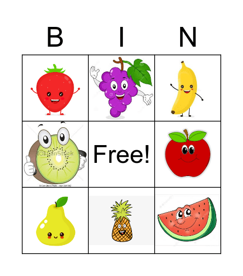 Fruits Bingo Card