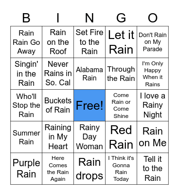 Rainy Day Bingo Card
