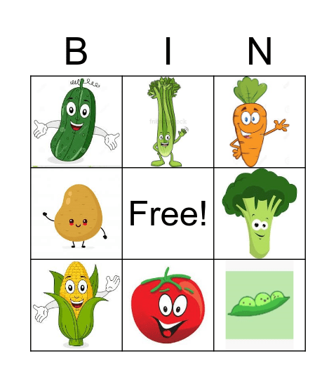 Vegetable Bingo Card