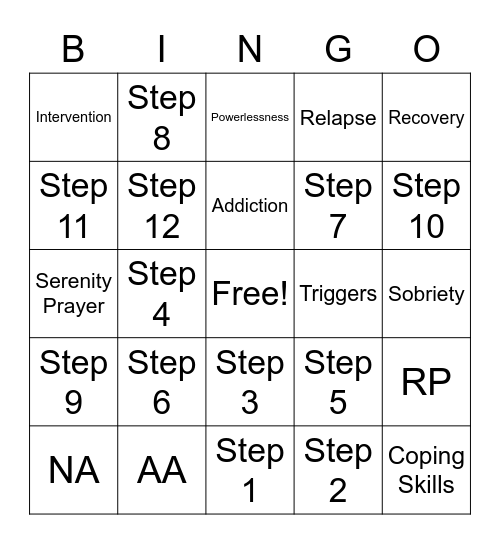12-Step Program Bingo Card