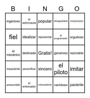 S3 4.1 Vocabulario Bingo Card