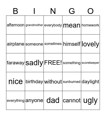 Logan's Bingo Card Bingo Card