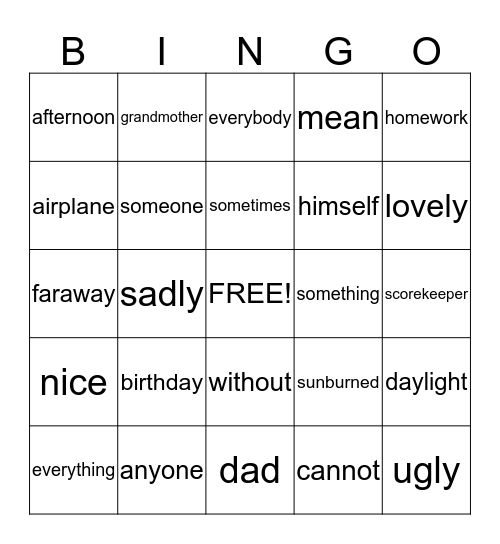 Logan's Bingo Card Bingo Card