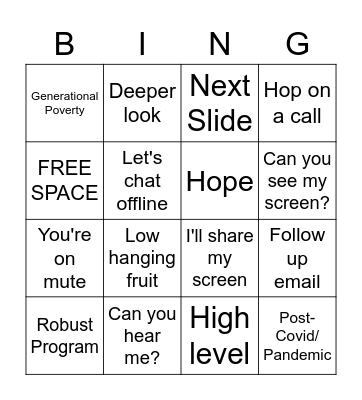 Agape WFH BING Bingo Card