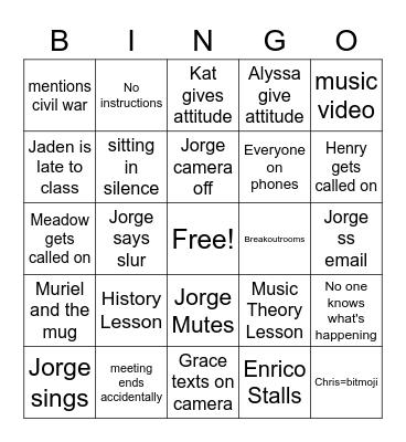 Help Us Bingo Card