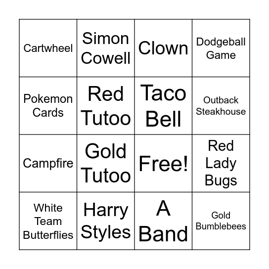 Grand Illusion Bingo Card