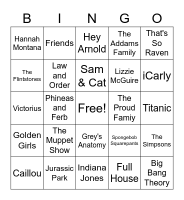 Theme Songs Bingo Card