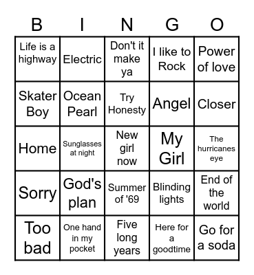 Canadian Artists Bingo (Roads) Bingo Card