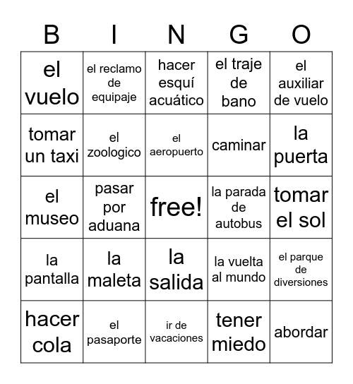 spanish thing Bingo Card