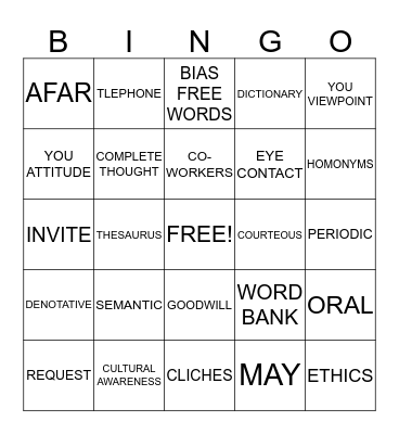 Business Communication Bingo Card