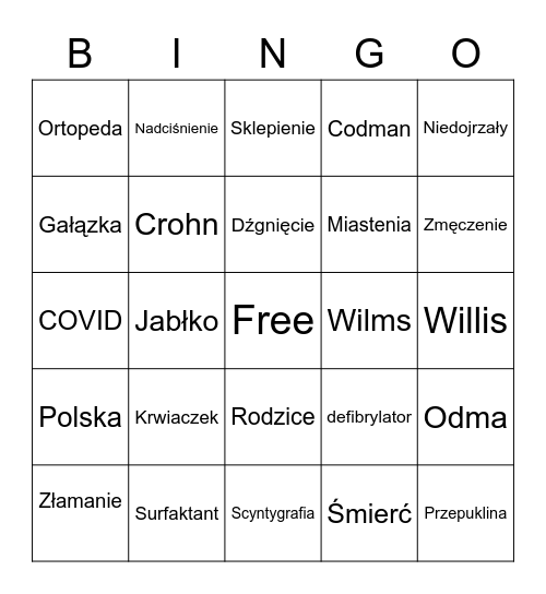 Radio Bingo Card