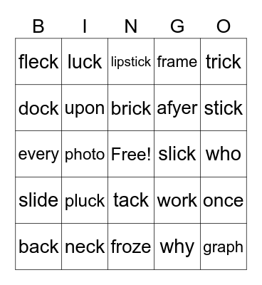 ck/HFW Bingo Card