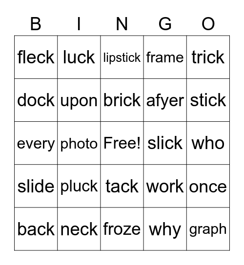 ck/HFW Bingo Card