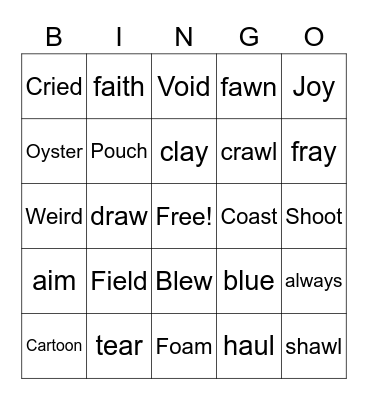 Week Long BINGO Card