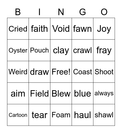 Week Long BINGO Card