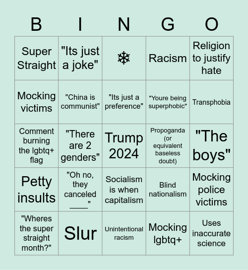 Tiktok offensive bingo Card