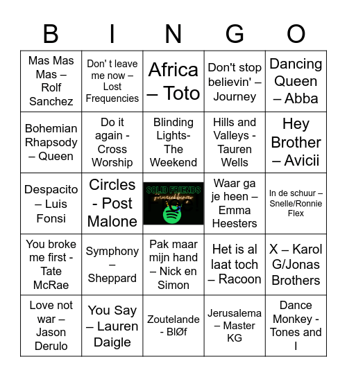 Solid Friends MUZIEKBINGO Card