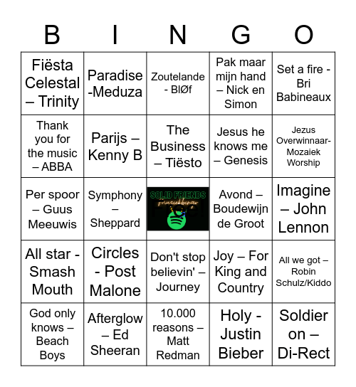 Solid Friends MUZIEKBINGO Card