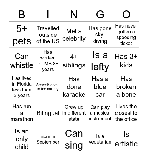 MB People Bingo Card