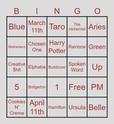 PM's Quinceañera Bingo Card