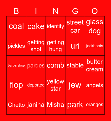 Milkweed Bingo Card