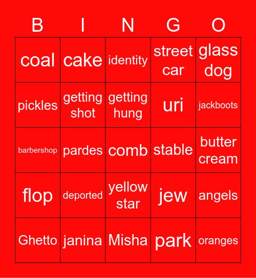 Milkweed Bingo Card