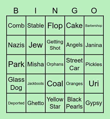 Milkweed Bingo Card