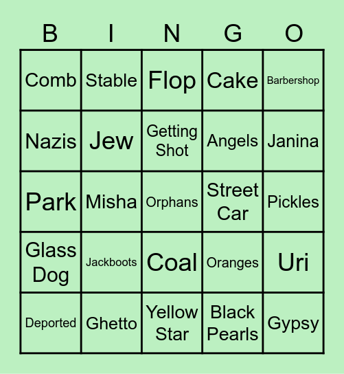 Milkweed Bingo Card