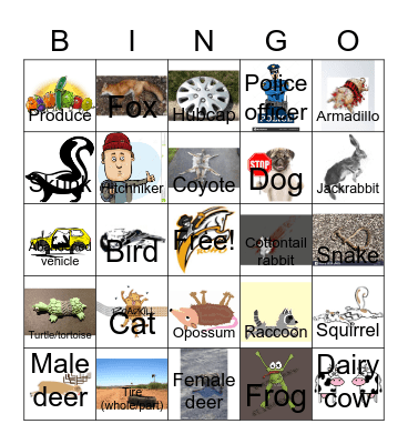 Road Kill + Bingo! Bingo Card