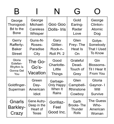 Total-Quiz.com Presents: Radio Bingo "G" Bingo Card