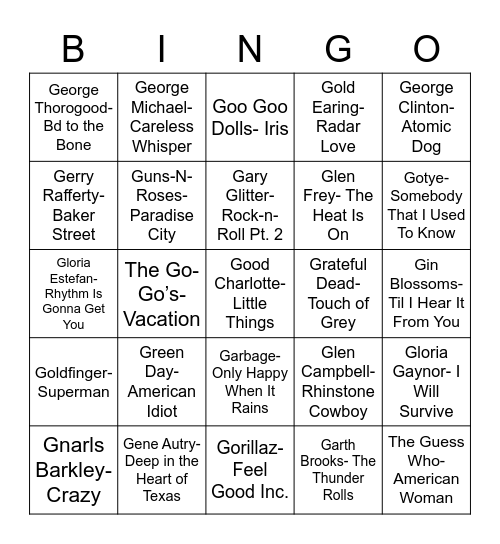 Total-Quiz.com Presents: Radio Bingo "G" Bingo Card