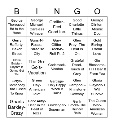 Total-Quiz.com Presents: Radio Bingo "G" Bingo Card