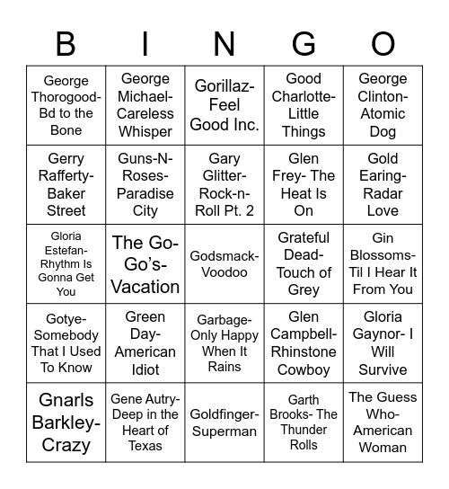 Total-Quiz.com Presents: Radio Bingo "G" Bingo Card