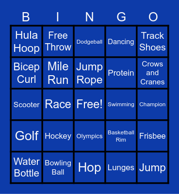 SPARKY PE BINGO Card