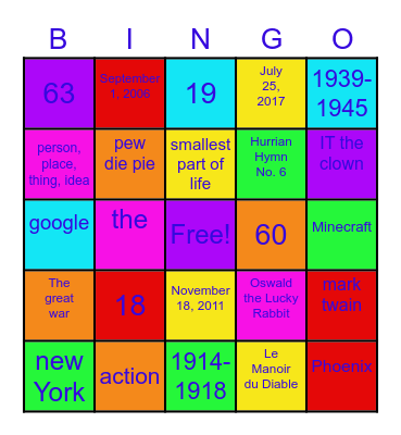 FUN RANDOM BINGO Card