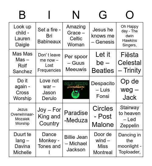 Solid Friends MUZIEKBINGO Card