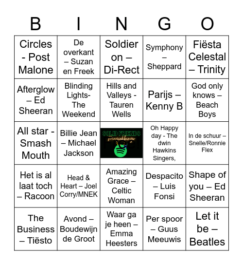 Solid Friends MUZIEKBINGO Card