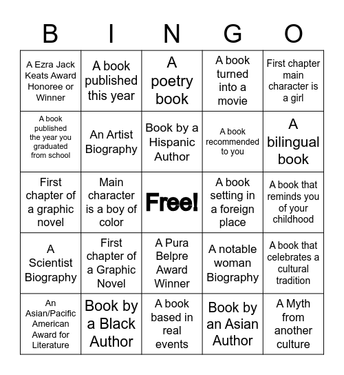 Diverse Reads Bingo Blackout Bingo Card